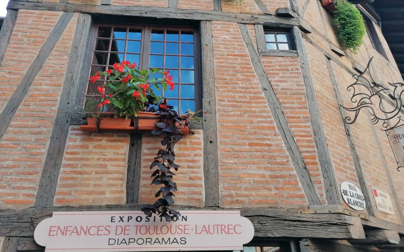 Albi la Maison du Vieil Alby, façade typique de brique et colombage, soleilhou, au coeur du centre historique du Vieil Alby